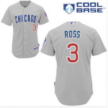 Men's Chicago Cubs #3 David Ross gray Jerseys