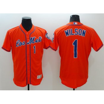 Men's New York Mets #1 Mookie Wilson Retired Los Orange 2016 Flexbase Majestic Baseball Jersey