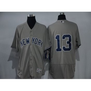 Men's New York Yankees #13 Alex Rodriguez Gray Road 2016 Flexbase Majestic Baseball Jersey