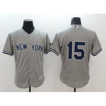 New York Yankees #15 Thurman Munson Retired Gray Road 2016 Flexbase Majestic Baseball Jersey