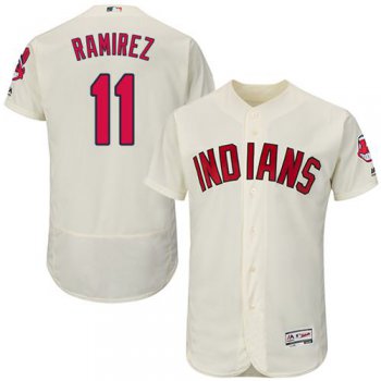 Men's Cleveland Indians #11 Jose Ramirez Cream Flexbase Authentic Collection Stitched MLB Jersey