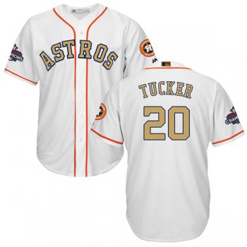 Men's Houston Astros #20 Preston Tucker White 2018 Gold Program Cool Base Stitched MLB Jersey