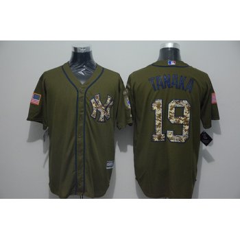 Men's New York Yankees #19 Masahiro Tanaka Green Salute to Service Majestic Baseball Jersey