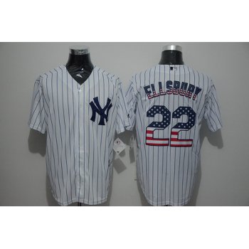 Men's New York Yankees #22 Jacoby Ellsbury White USA Flag Fashion MLB Baseball Jersey