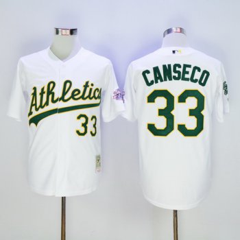 Men's Oakland Athletics #33 Jose Canseco Retired White Majestic Cooperstown Collection Throwback Jersey