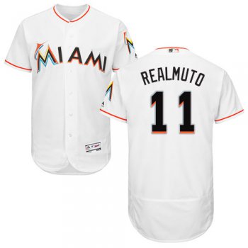 Miami marlins #11 JT Realmuto White Flexbase Authentic Collection Stitched Baseball Jersey