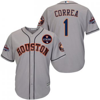 Houston Astros #1 Carlos Correa Grey New Cool Base 2017 World Series Champions Stitched MLB Jersey