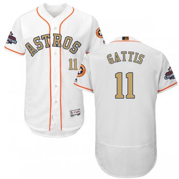 Men's Houston Astros #11 Evan Gattis White 2018 Gold Program Flexbase Stitched MLB Jersey