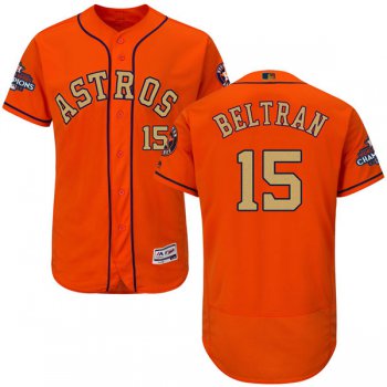 Men's Houston Astros #15 Carlos Beltran Orange 2018 Gold Program Flexbase Stitched MLB Jersey