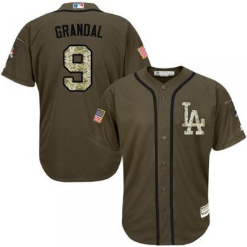 Los Angeles Dodgers #9 Yasmani Grandal Green Salute to Service Stitched MLB Jersey