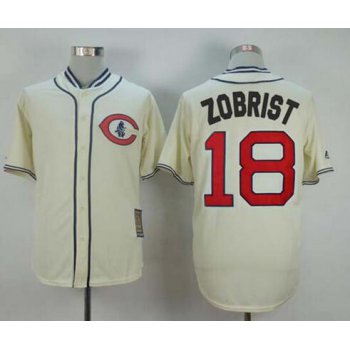 Men's Chicago Cubs #18 Ben Zobrist Cream 1929 Majestic Cooperstown Collection Throwback Jersey