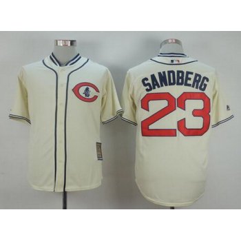 Men's Chicago Cubs #23 Ryne Sandberg Retired Cream 1929 Majestic Cooperstown Collection Throwback Jersey