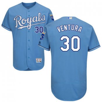 Men's Kansas City Royals #30 Yordano Ventura Light Blue 2016 Flexbase Majestic Baseball Jersey