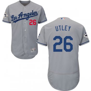Men's Los Angeles Dodgers #26 Chase Utley Grey Flexbase Authentic Collection 2017 World Series Bound Stitched MLB Jersey