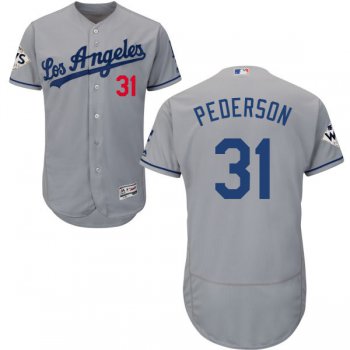 Men's Los Angeles Dodgers #31 Joc Pederson Grey Flexbase Authentic Collection 2017 World Series Bound Stitched MLB Jersey