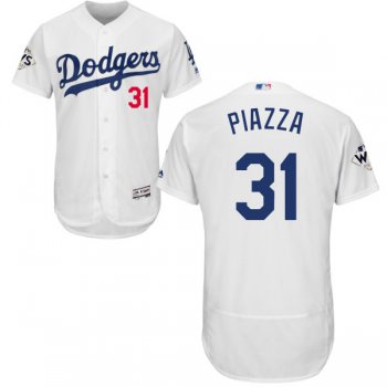 Men's Los Angeles Dodgers #31 Mike Piazza White Flexbase Authentic Collection 2017 World Series Bound Stitched MLB Jersey