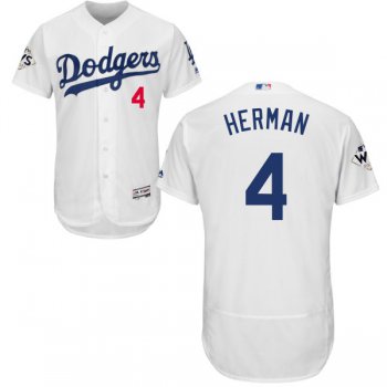 Men's Los Angeles Dodgers #4 Babe Herman White Flexbase Authentic Collection 2017 World Series Bound Stitched MLB Jersey