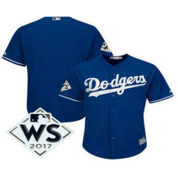 Men's Los Angeles Dodgers Majestic Royal 2017 World Series Patch Cool Base Team Jersey