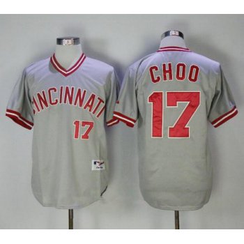 Men's Cincinnati Reds #17 Shin-Soo Choo Gray Pullover 2013 Cooperstown Collection Stitched MLB Majestic Jersey
