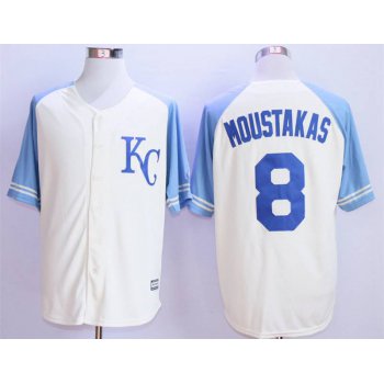 Men's Kansas City Royals #8 Mike Moustakas Cream New Cool Base Jersey