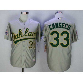 Men's Oakland Athletics #33 Jose Canseco Grey Throwback Jersey