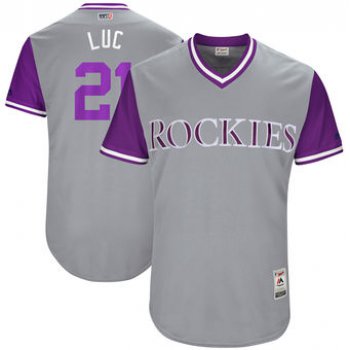 Men's Colorado Rockies Jonathan Lucroy Luc Majestic Gray 2017 Players Weekend Authentic Jersey