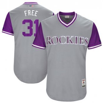 Men's Colorado Rockies Kyle Freeland Free Majestic Gray 2017 Players Weekend Authentic Jersey