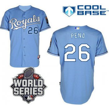 Men's Kansas City Royals #26 Francisco Pena Light Blue Alternate Baseball Jersey With 2015 World Series Patch
