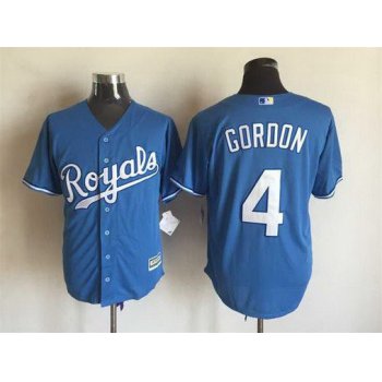 Men's Kansas City Royals #4 Alex Gordon Alternate Light Blue 2015 MLB Cool Base Jersey