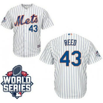 New York Mets #43 Addison Reed Home white Authentic Cool Base Jersey with 2015 World Series Participant Patch