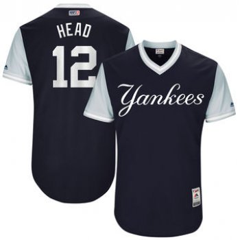 Men's New York Yankees Chase Headley Head Majestic Navy 2017 Players Weekend Authentic Jersey