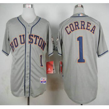Men's Houston Astros #1 Carlos Correa Grey Jersey