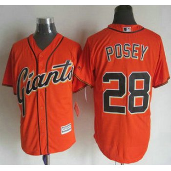 Men's San Francisco Giants #28 Buster Posey Alternate Orange 2015 MLB Cool Base Jersey