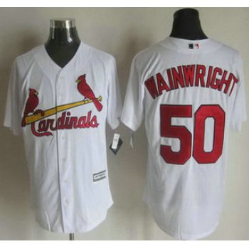 Men's St. Louis Cardinals #50 Adam Wainwright Home White 2015 MLB Cool Base Jersey