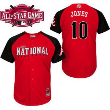 National League Atlanta Braves #10 Chipper Jones Red 2015 All-Star BP Jersey