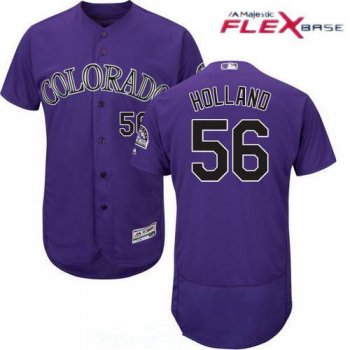 Men's Colorado Rockies #56 Greg Holland Purple Alternate Stitched MLB Majestic Flex Base Jersey