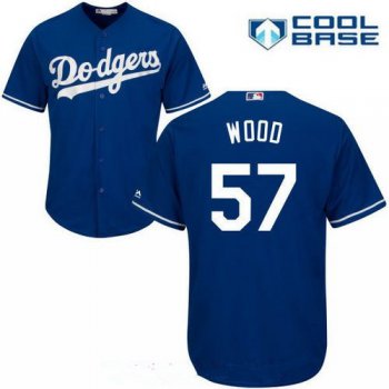 Men's Los Angeles Dodgers #57 Alex Wood Royal Blue Stitched MLB Majestic Cool Base Jersey