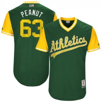 Men's Oakland Athletics Bobby Wahl Peanut Majestic Green 2017 Players Weekend Authentic Jersey