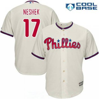 Men's Philadelphia Phillies #17 Pat Neshek Cream Alternate Gray Road Stitched MLB Majestic Cool Base