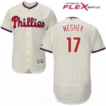 Men's Philadelphia Phillies #17 Pat Neshek Cream Alternate Stitched MLB Majestic Flex Base Jersey