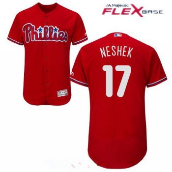 Men's Philadelphia Phillies #17 Pat Neshek Red Alternate Stitched MLB Majestic Flex Base Jersey