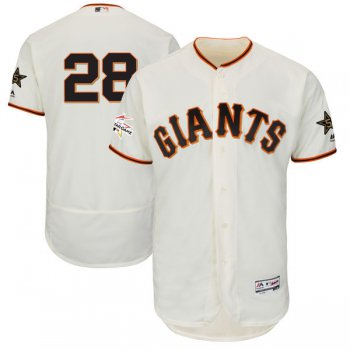 Men's San Francisco Giants #28 Buster Posey Majestic Cream 2017 MLB All-Star Game Worn Stitched MLB Flex Base Jersey