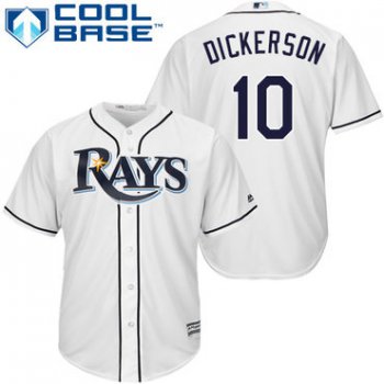 Men's Tampa Bay Rays #10 Corey Dickerson White Home Stitched MLB Majestic Cool Base Jersey