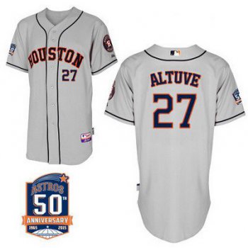 Men's Houston Astros #27 Jose Altuve Gray Jersey With 50th Anniversary Patch
