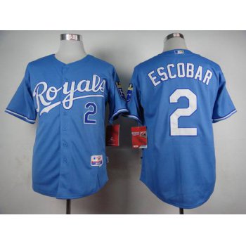 Men's Kansas City Royals #2 Alcides Escobar Light Blue Jersey