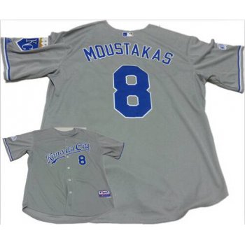 Men's Kansas City Royals #8 Mike Moustakas Gray Jersey