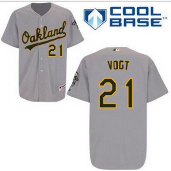 Men's Oakland Athletics #21 Stephen Vogt Gray Jersey