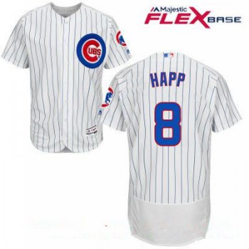 Men's Chicago Cubs #8 Ian Happ White Home Stitched MLB Majestic Flex Base Jersey
