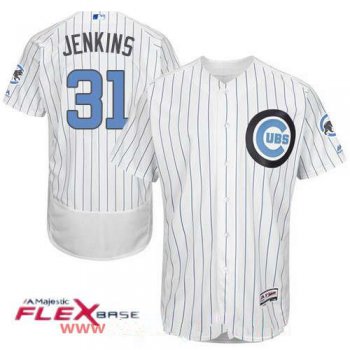 Men's Chicago Cubs #31 Fergie Jenkins White with Baby Blue Father's Day Stitched MLB Majestic Flex Base Jersey