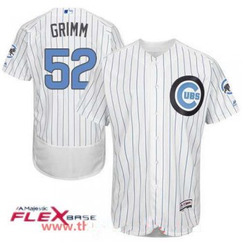 Men's Chicago Cubs #52 Justin Grimm White with Baby Blue Father's Day Stitched MLB Majestic Flex Base Jersey